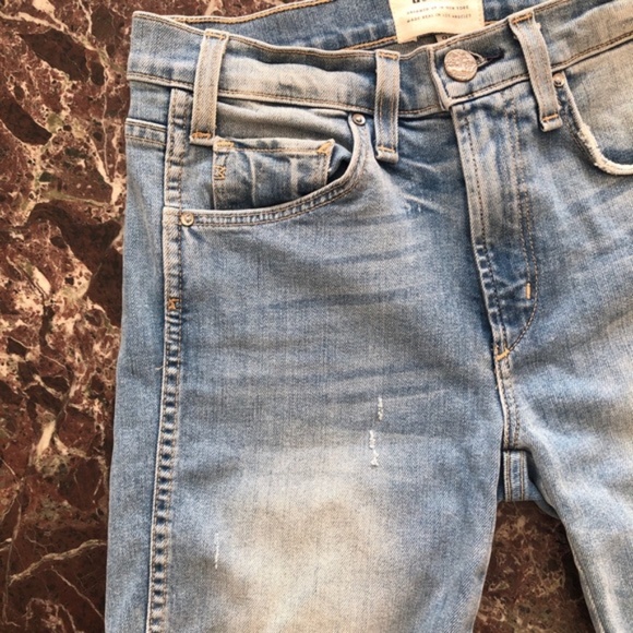 MCGUIRE DENIM 90s Distressed Jean Biker Shorts in La Colombe Blue - Picture 6 of 10